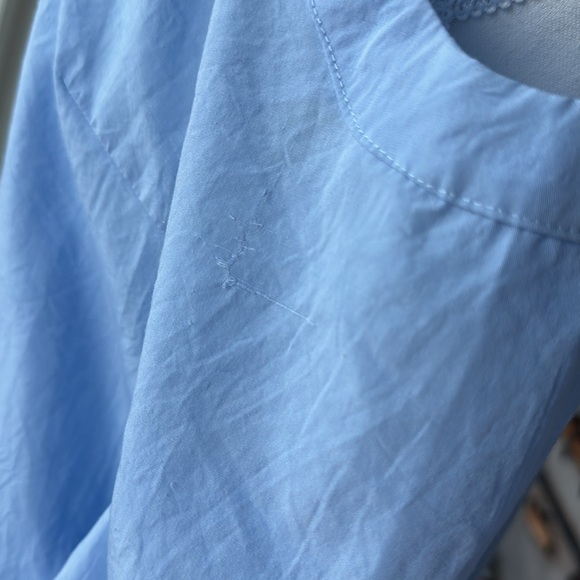 Lulus Work From Home Light Blue Poplin Button-Down Off-the-Shoulder Top Sz M - Picture 12 of 12